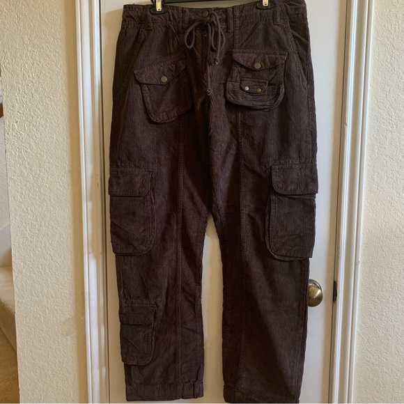 Brand NWOT Free People brown corduroy drawstring cargo pants size M - Picture 5 of 10